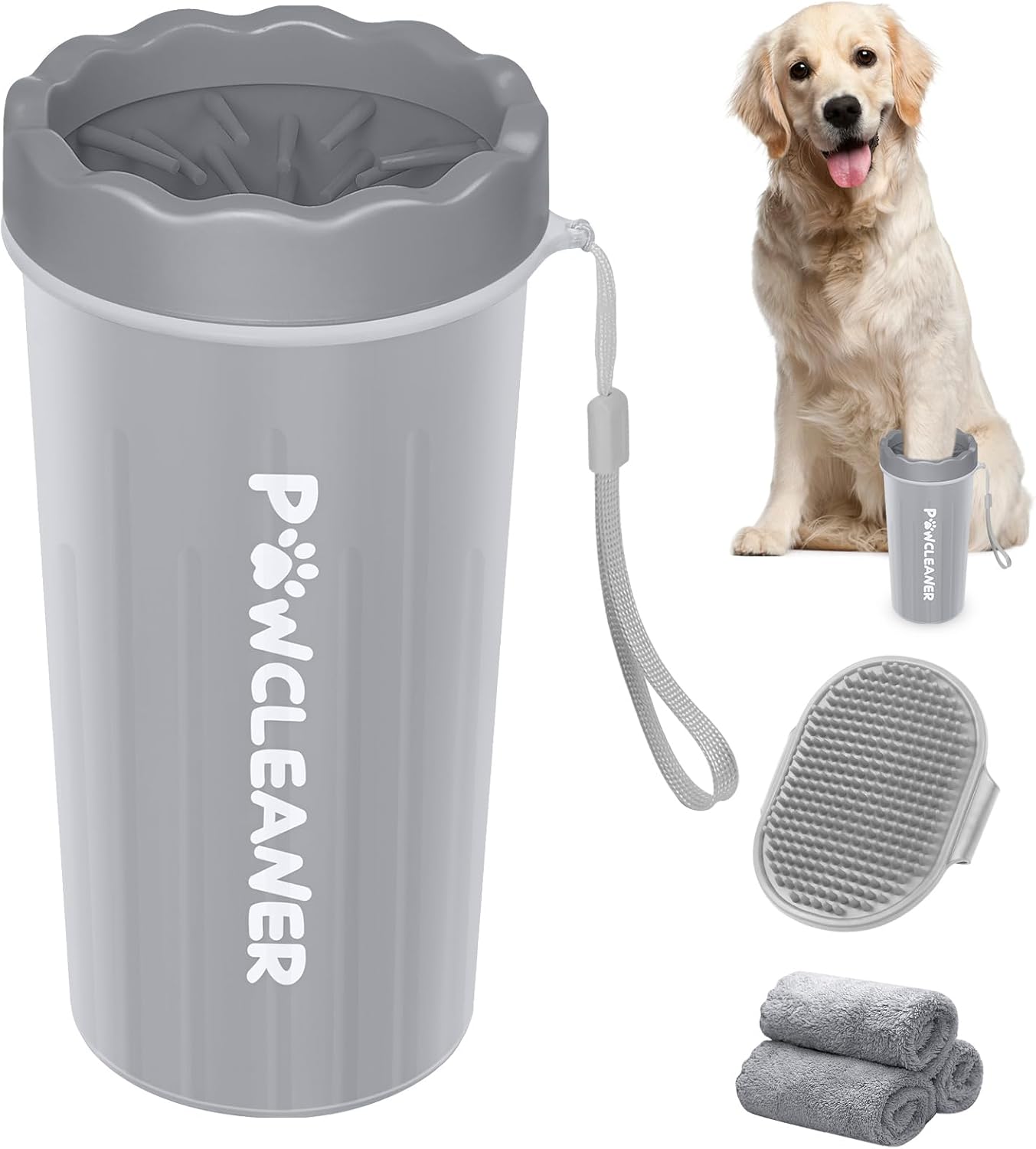 Dog Paw Cleaner, Washer, Muddy Pet Foot Cleaner for Small Medium Breed Dogs/Cats (With 3 Absorbent Towel) (Black, Medium)