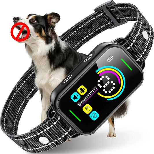 Bark Collar, Dog Bark Collar for Large Medium Small Dogs,Smart Bark Collar,Rechargeable anti Barking Training Collar with 8 Adjustable Sensitivity,Bark Shock Collar with Beep (Dark Black)