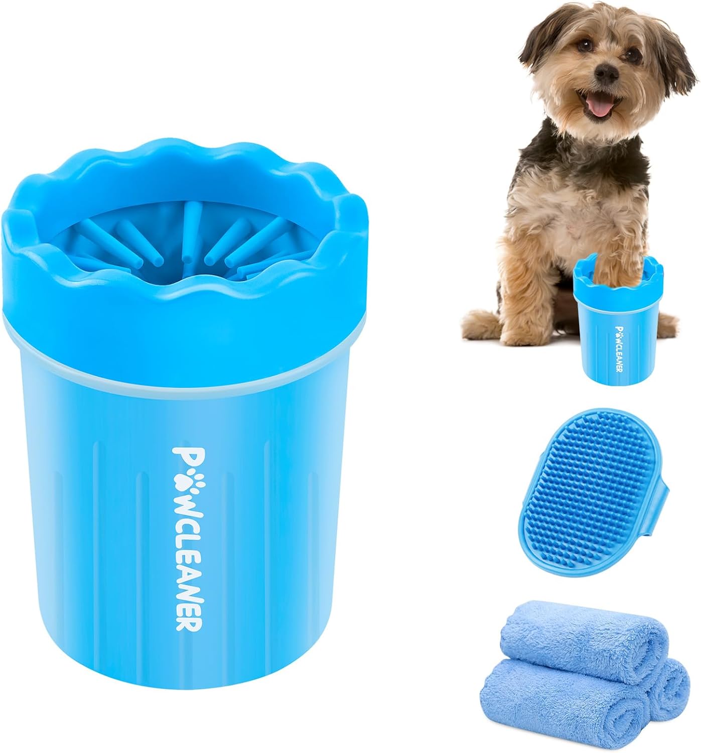 Dog Paw Cleaner, Washer, Muddy Pet Foot Cleaner for Small Medium Breed Dogs/Cats (With 3 Absorbent Towel) (Black, Medium)