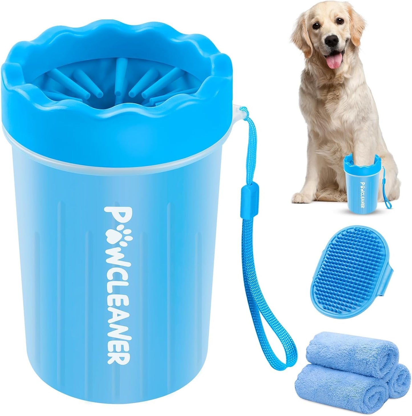 Dog Paw Cleaner, Washer, Muddy Pet Foot Cleaner for Small Medium Breed Dogs/Cats (With 3 Absorbent Towel) (Black, Medium)