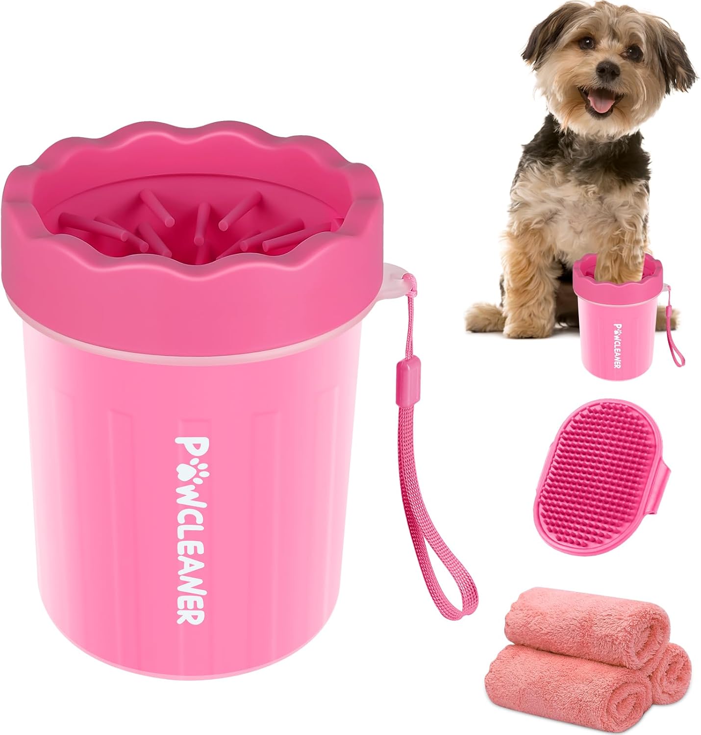 Dog Paw Cleaner, Washer, Muddy Pet Foot Cleaner for Small Medium Breed Dogs/Cats (With 3 Absorbent Towel) (Black, Medium)