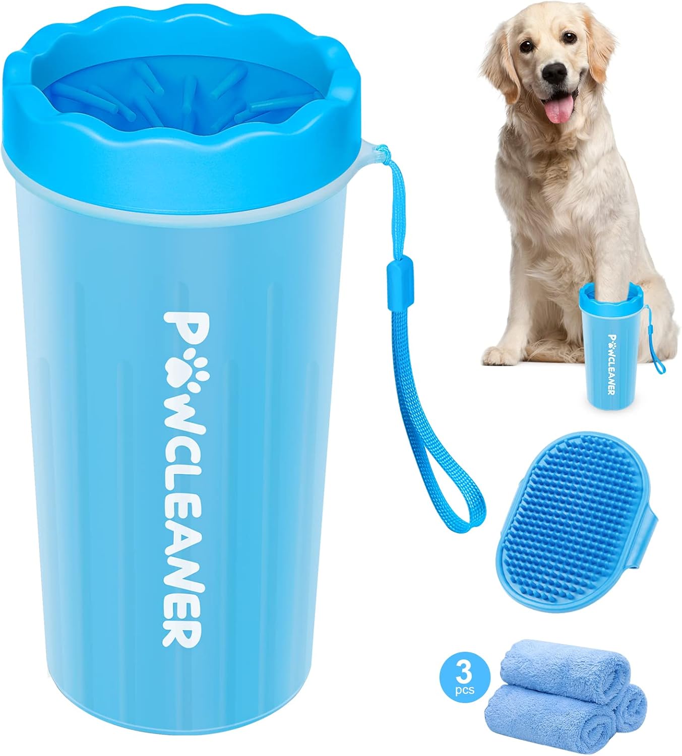 Dog Paw Cleaner, Washer, Muddy Pet Foot Cleaner for Small Medium Breed Dogs/Cats (With 3 Absorbent Towel) (Black, Medium)