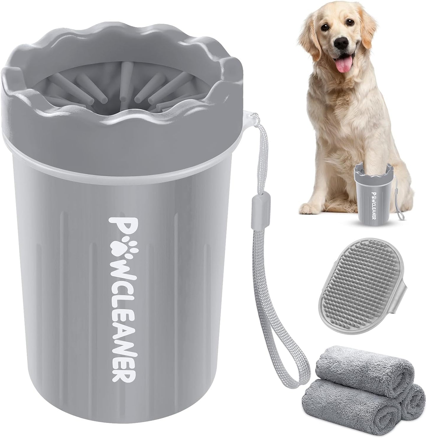 Dog Paw Cleaner, Washer, Muddy Pet Foot Cleaner for Small Medium Breed Dogs/Cats (With 3 Absorbent Towel) (Black, Medium)