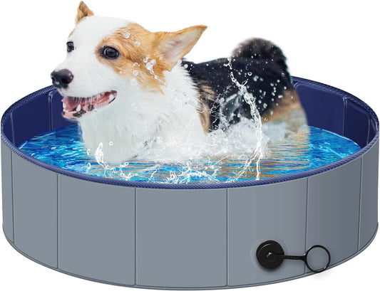 Dog Pool for Small Dogs, Plastic Pool Tub for Small Dogs for Kids, Dog Bathtub Portable, Foldable Pool for Slip-Resistant (32"X 8"